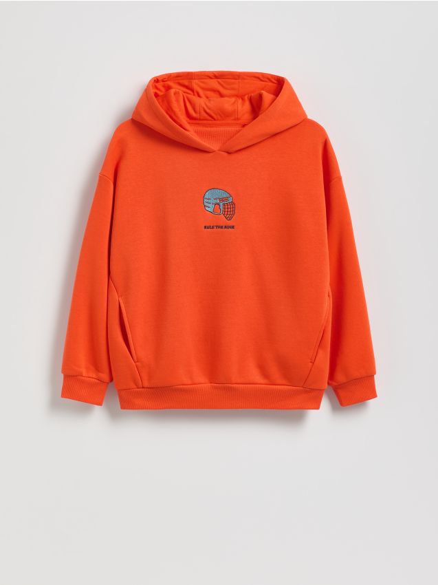 Reserved - Bawełniana bluza z kapturem - czerwony