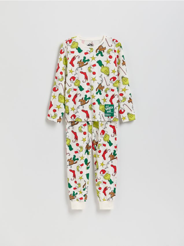 Reserved - Świąteczna piżama Grinch - złamana biel