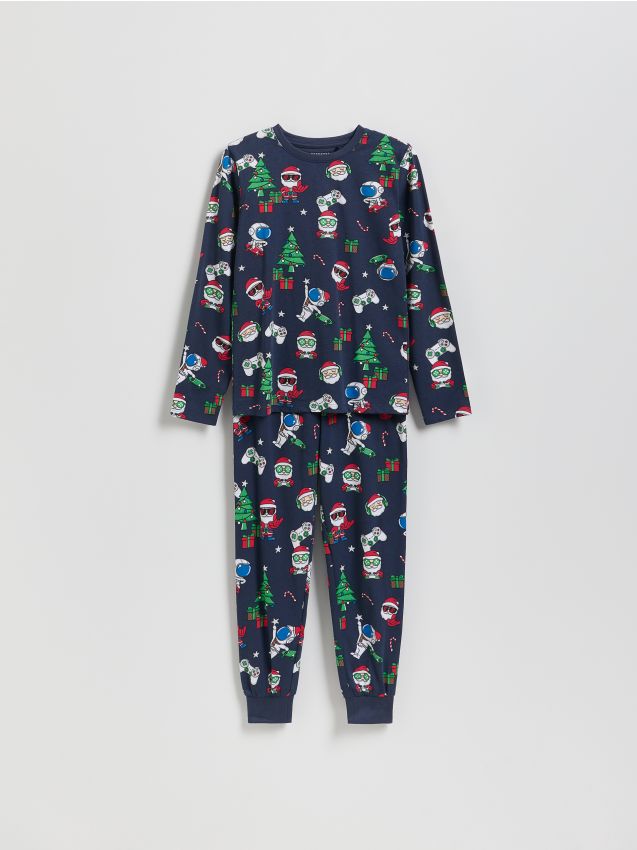 Reserved - Świąteczna piżama - granatowy