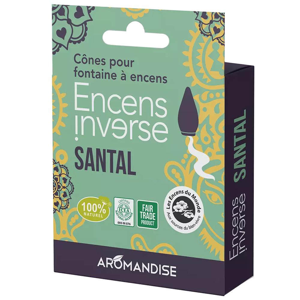 Aromandise Les Encens du Monde, kadzidełka odwrócone, do fontanny, Drzewo Sandałowe, Relaks, 10 sztuk
