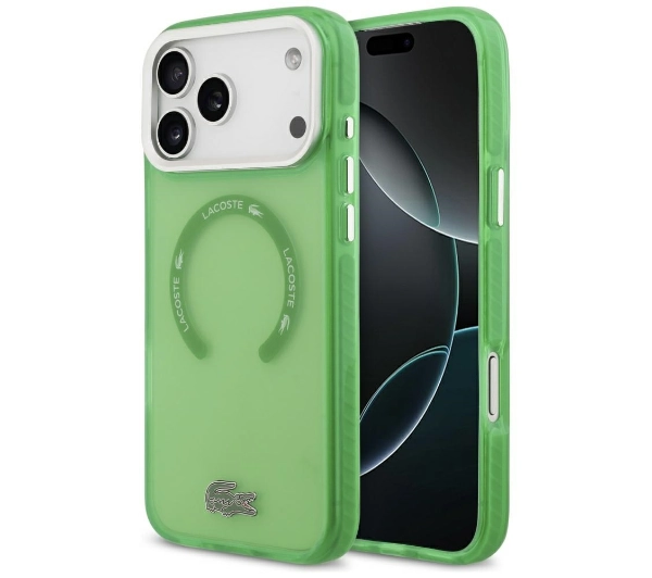 Lacoste Shockproof Transparent Frosted MagSafe do iPhone 17 Pro Max zielony