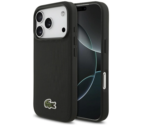 Lacoste Iconic Petit Pique Woven Logo MagSafe do iPhone 17 Pro czarny