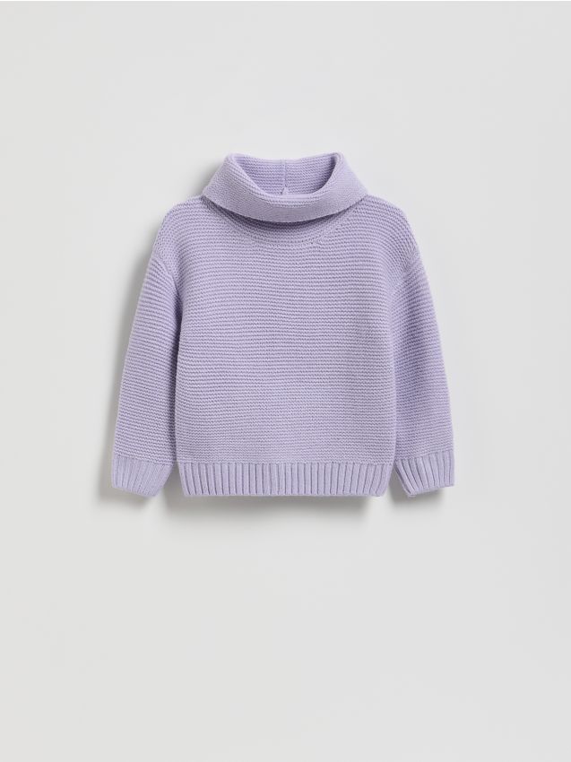 Reserved - Luźny sweter z golfem - lawendowy