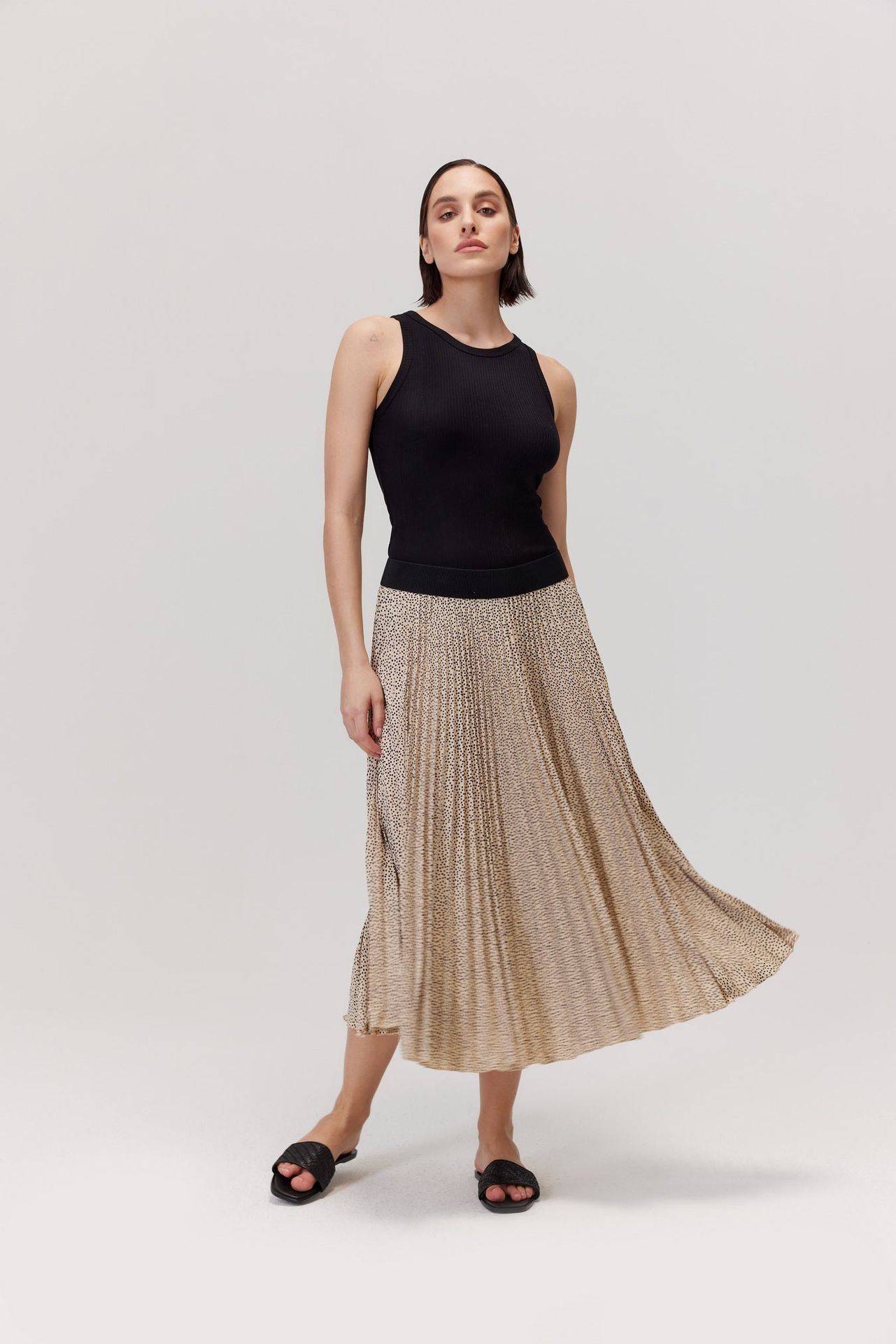 Spódnica w kropki Dot beżowa