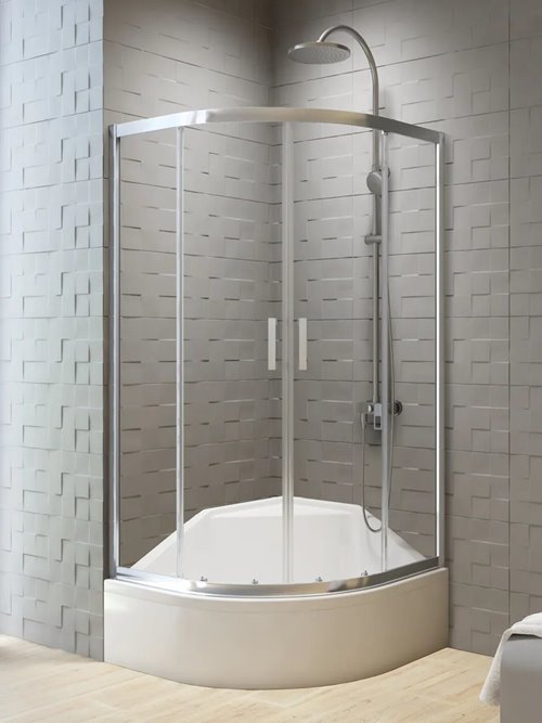 New Trendy Kabina półokrągła 90x90 cm profile chrom K-5469 New Varia