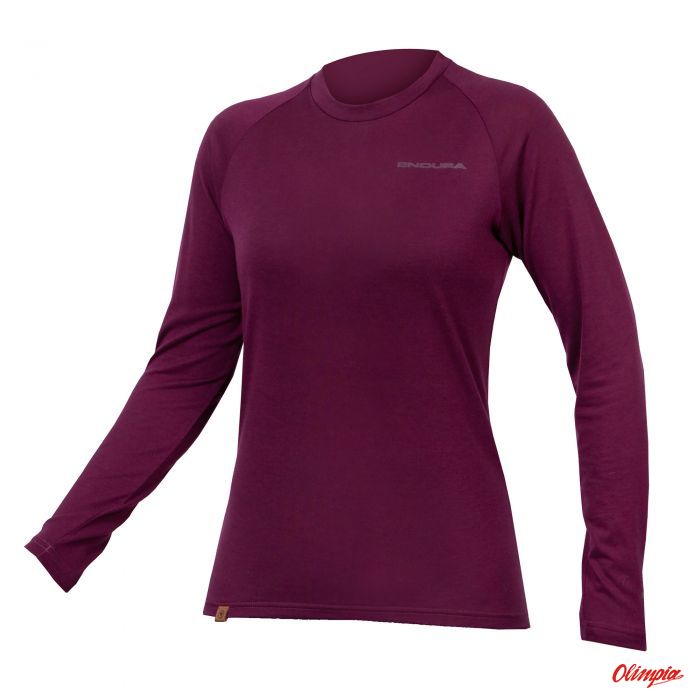 Bielizna rowerowa damska Endura Baabaa Merino Wełniana Aubergine