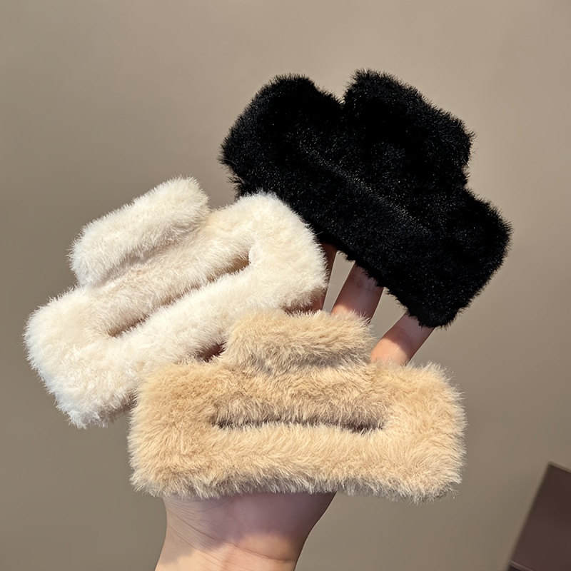 TEMU 2/3 szt. jesienno-zimowa modna uniwersalna spinka do włosów z pluszu, klips rekinowy, elegancki wygląd, duża objętość na i tyłu głowy, oversize