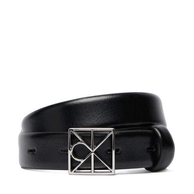 Pasek Damski Calvin Klein Emblem Buckle 25Mm Fixed Smooth LV04F7072G Czarny