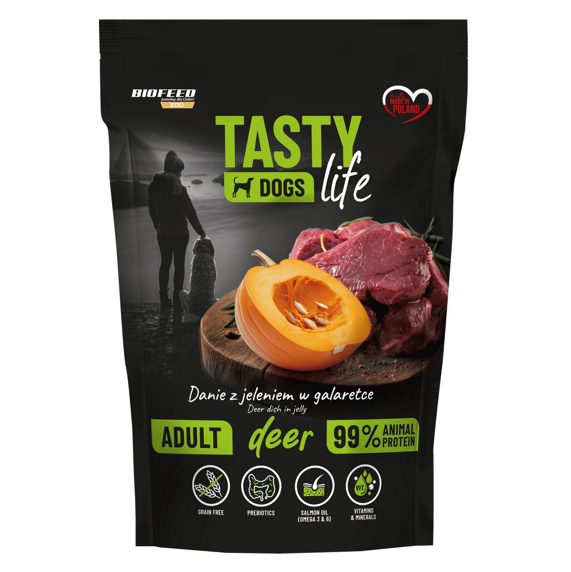 BIOFEED Tasty Dogs Life Jeleń - mokra karma dla psa - 500g