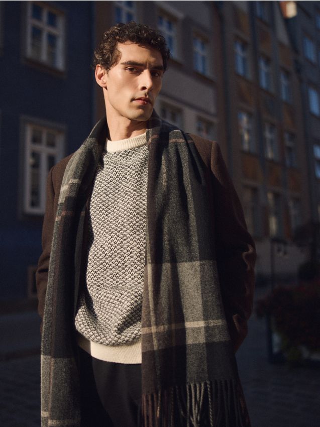 Reserved - Szalik z wełną - czarny