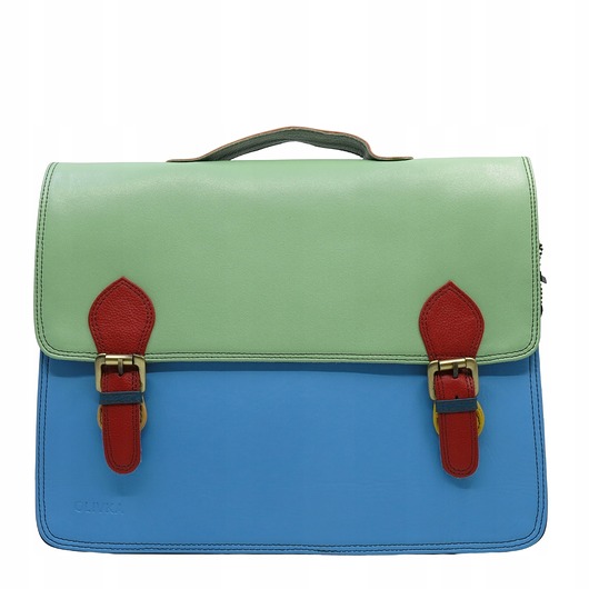 Aktówka torebka damska pojemna mieści A4 skórzana elegancka eko OLIVKA