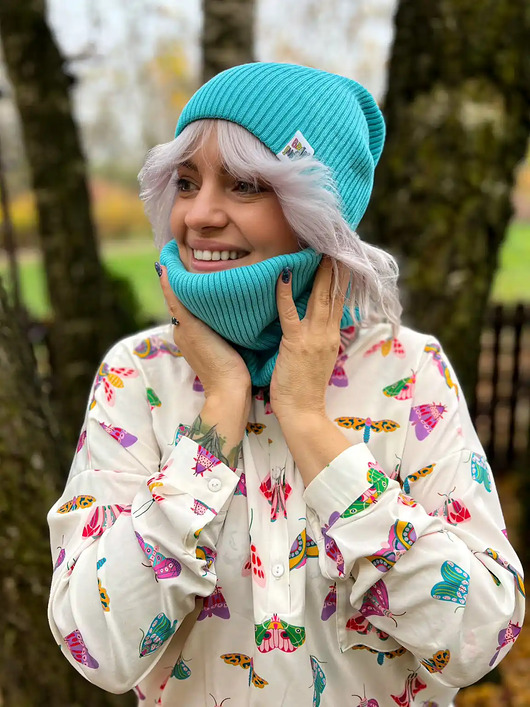 Bawełniany komin zimowy Turkus