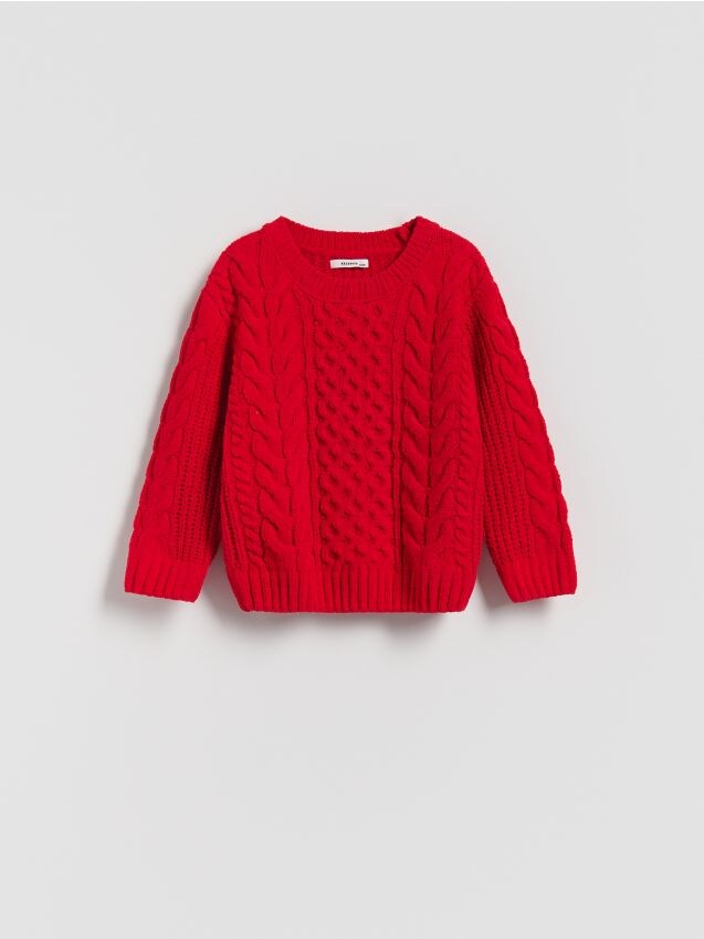 Reserved - Sweter z fakturą - czerwony