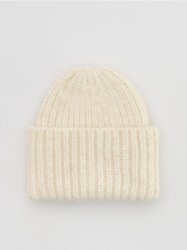 Reserved - Czapka beanie - złamana biel