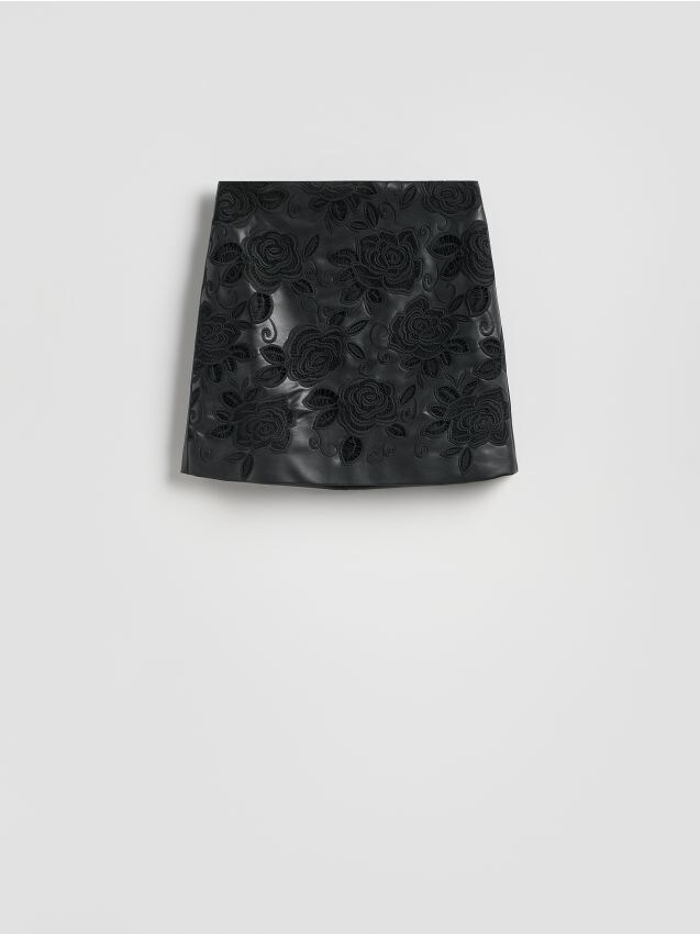 Reserved - Spódnica w kwiatowy wzór - czarny