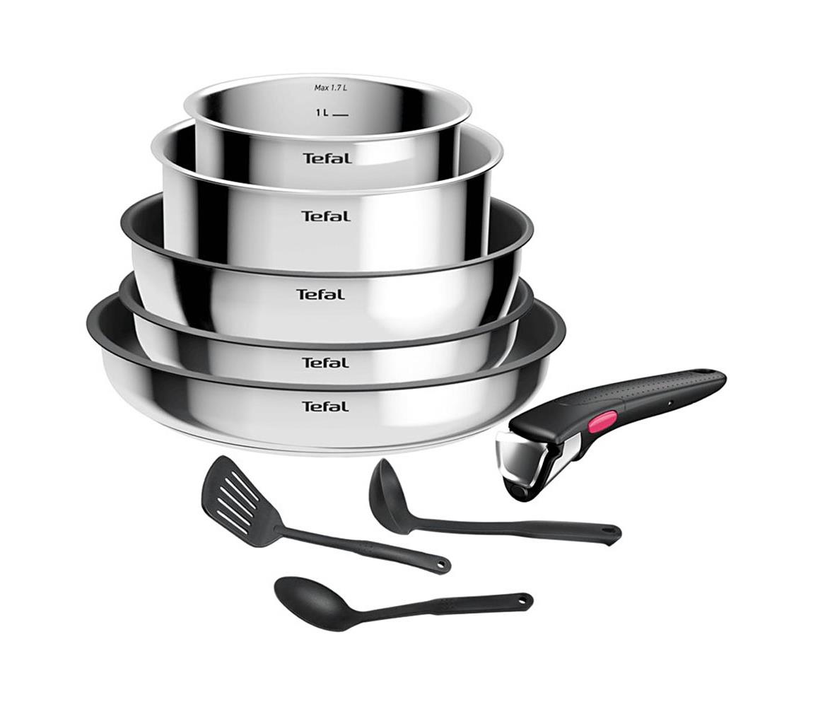 Tefal - Zestaw naczyń 9 elementów INGENIO COOK ze stali nierdzewnej