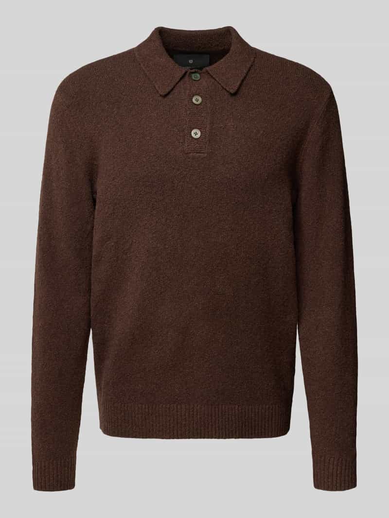 Sweter z dzianiny z kołnierzykiem polo model ‘MAVERICK’