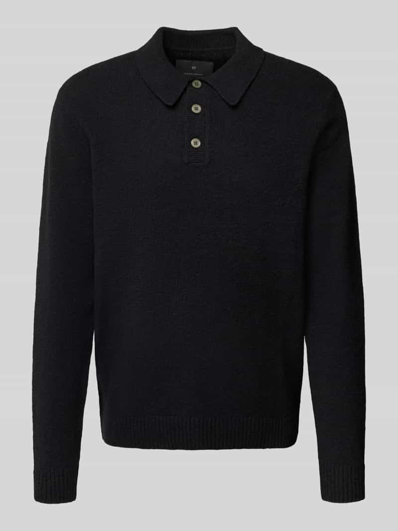 Sweter z dzianiny z kołnierzykiem polo model ‘MAVERICK’