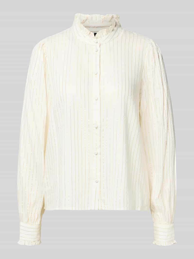 Bluzka o kroju regular fit z długim rękawem z mieszanki wiskozy model ‘BUMPY’