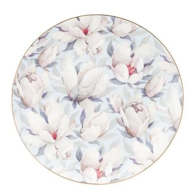 Talerz deserowy porcelanowy 20 cm w magnolie błękitny