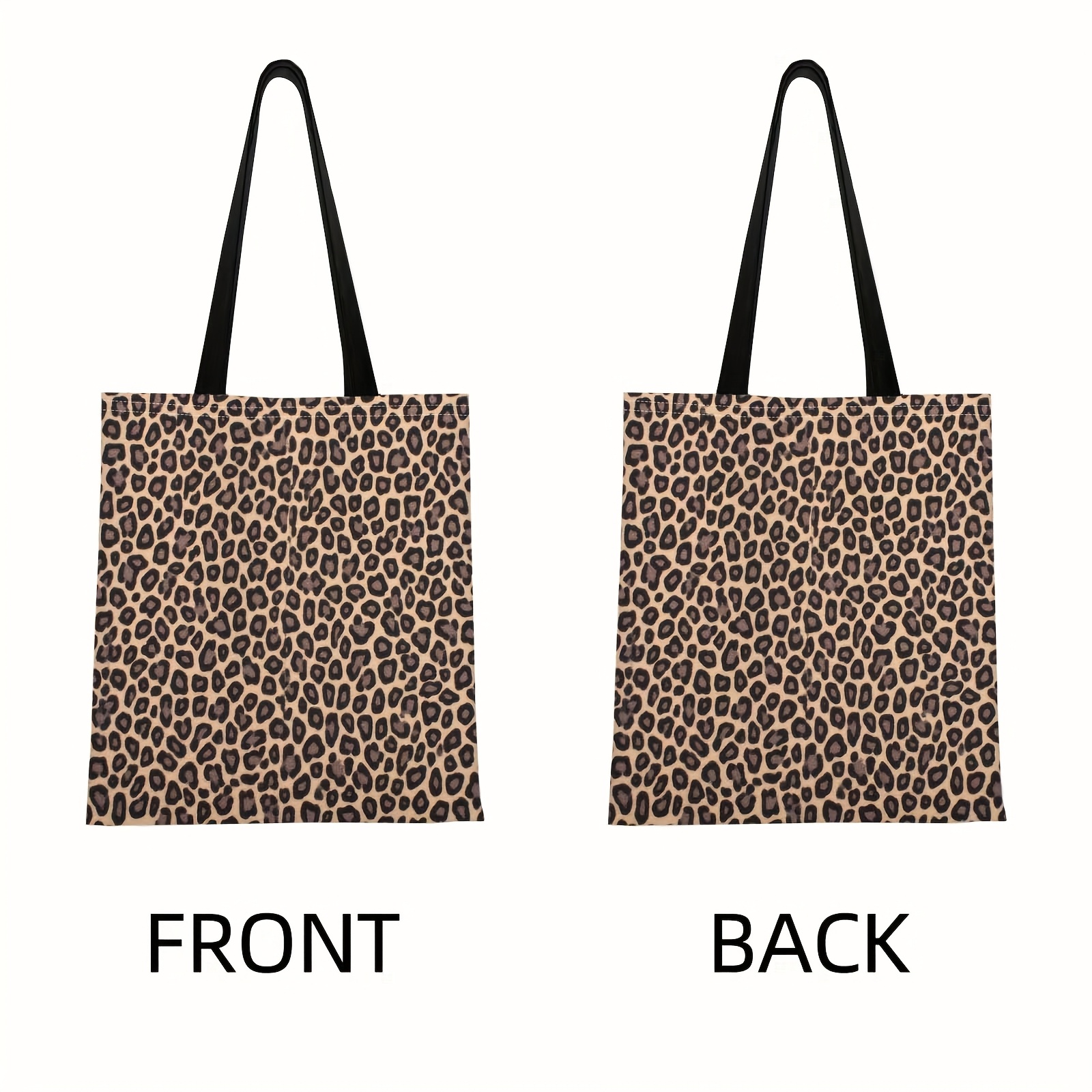 TEMU Stylowa Torba Tote w Lamparcie Wzory z Czarnymi Plamami - Wytrzymały Poliester, Otwarty Design, Idealna na Zakupy, Wydarzenia na Świeżym