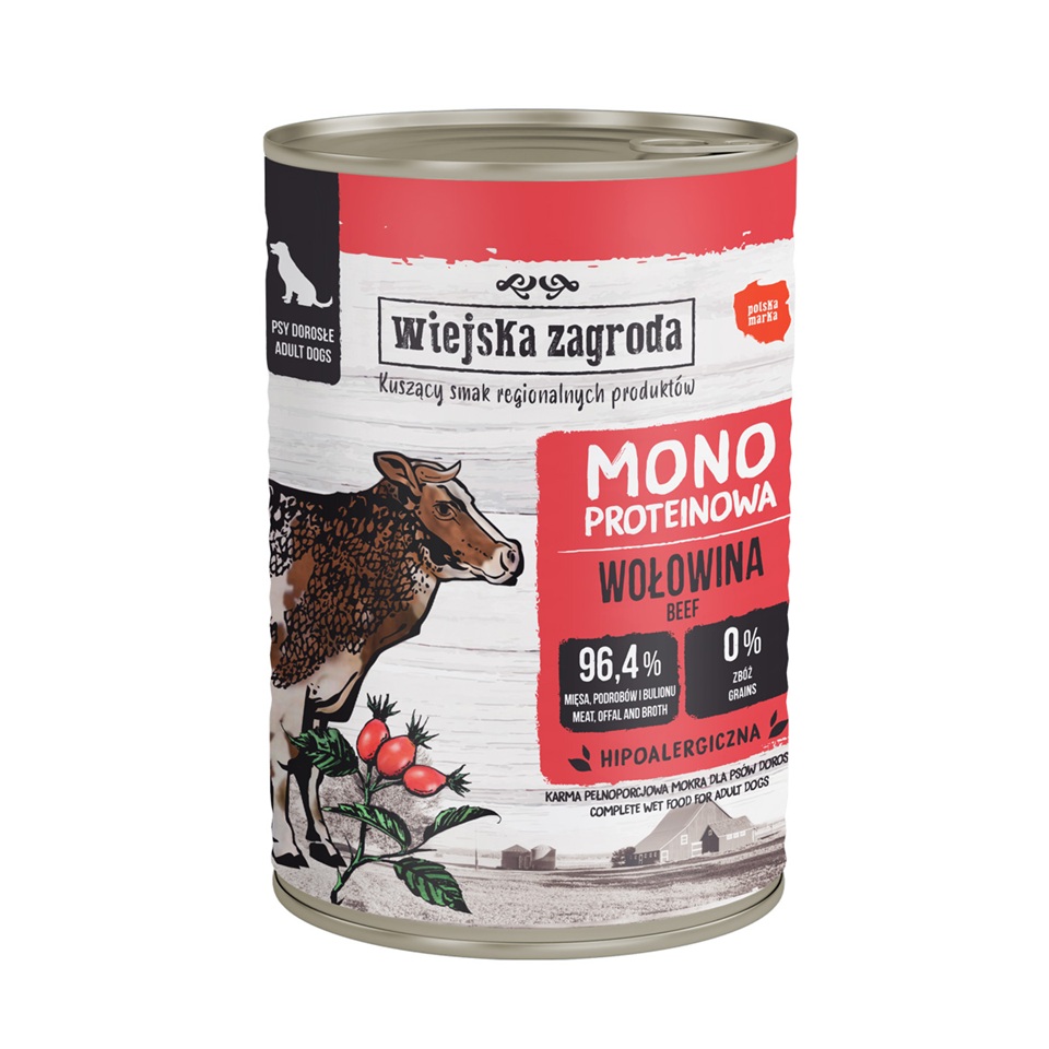 WIEJSKA ZAGRODA Monobiałkowa Wołowina mokra karma dla psów 400 g