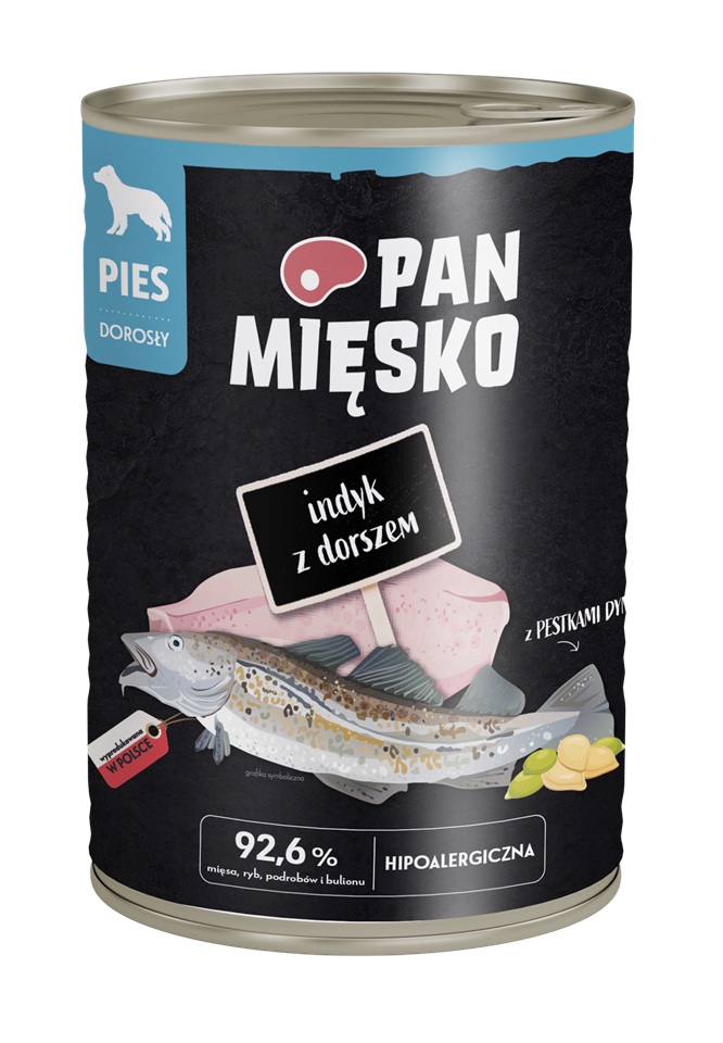 PAN MIĘSKO Indyk z dorszem mokra karma dla psów 400 g