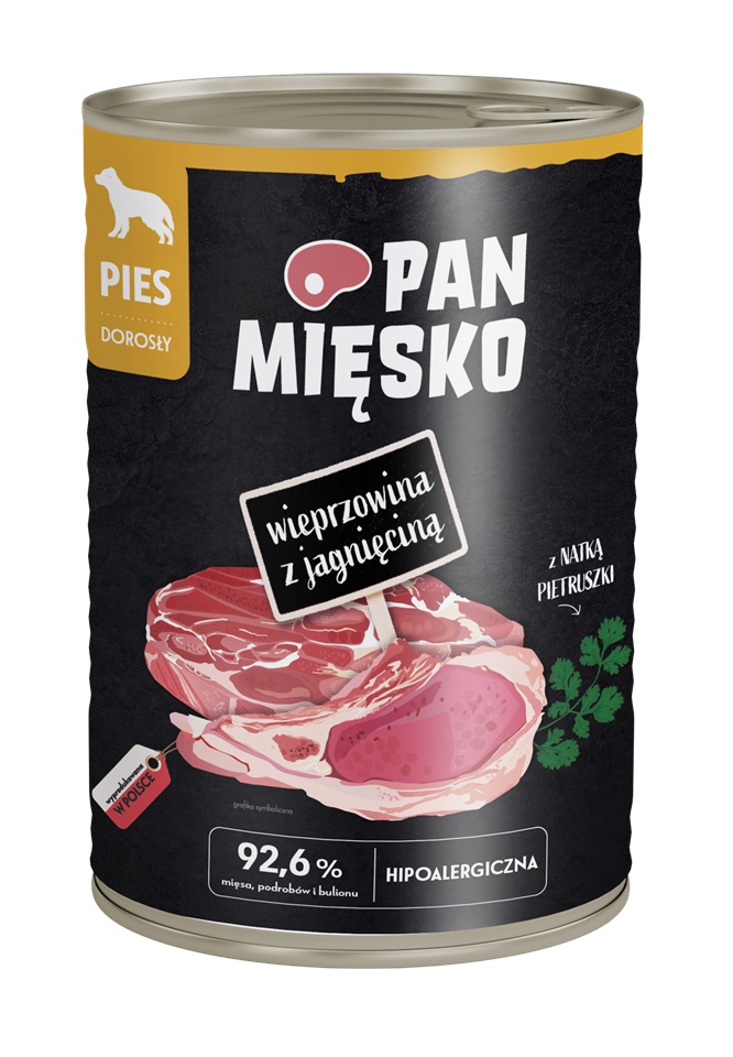 PAN MIĘSKO Wieprzowina z jagnięciną mokra karma dla psów 400 g