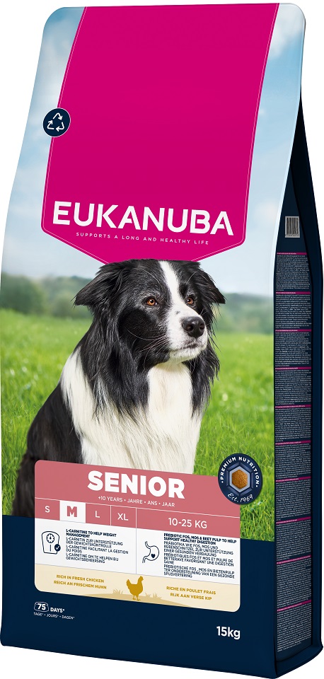 EUKANUBA Senior Medium Breeds Chicken 15 kg sucha karma dla starszych psów ras średnich bogata w świeżego kurczaka