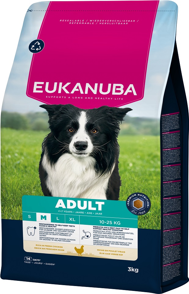EUKANUBA Adult Medium Breeds Chicken 3 kg sucha karma dla psów średnich ras bogata w świeżego kurczaka