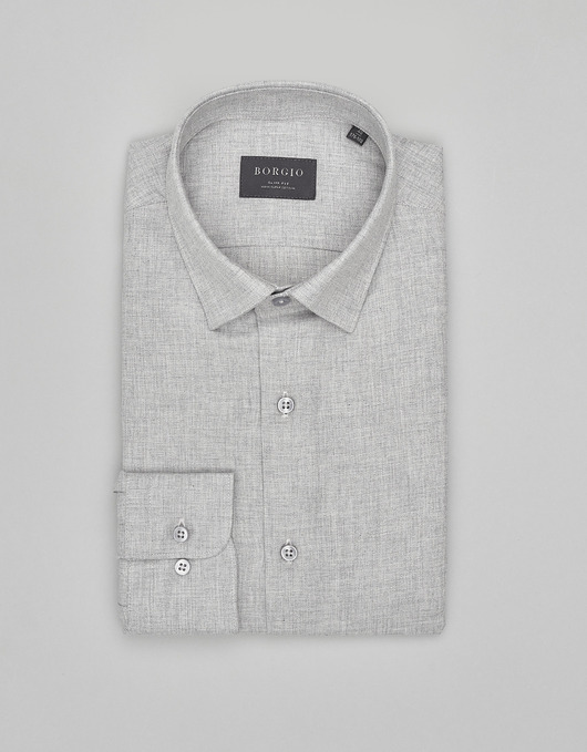 Koszula flero 00622 długi rękaw szary slim fit