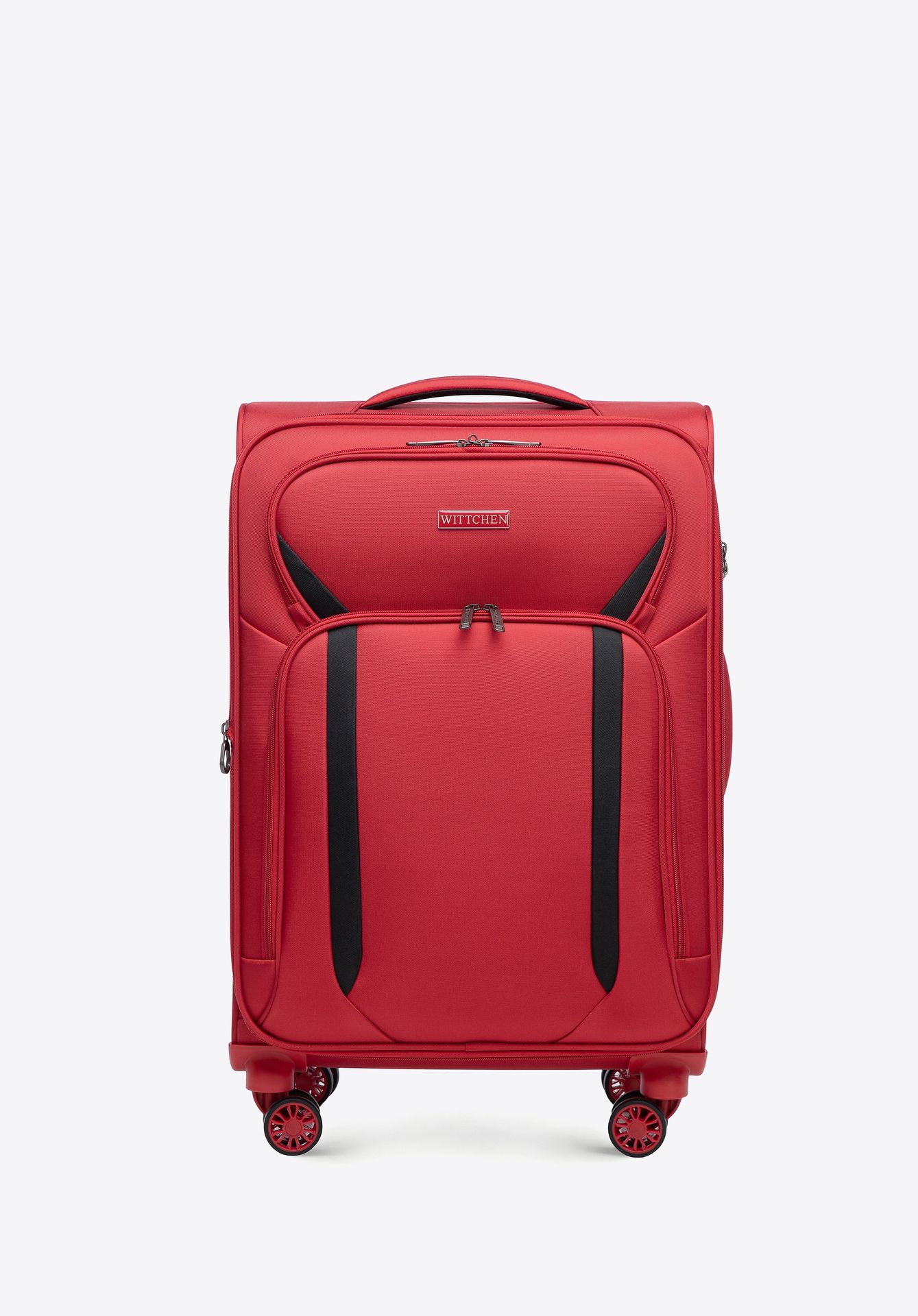 Średnia walizka miękka dwukolorowa czerwono - czarna