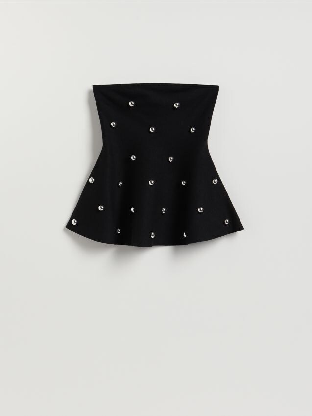 Reserved - Top z baskinką - czarny