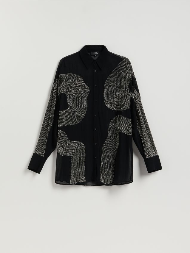 Reserved - Koszula z ozdobnymi detalami - czarny