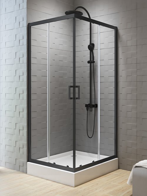 New Trendy Czarna kabina prostokątna 80x90 cm K-5161 New Varia Black