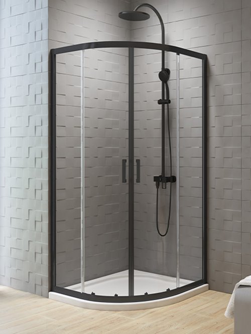 New Trendy Czarna kabina półokrągła 80x80 cm K-5473 New Varia Black