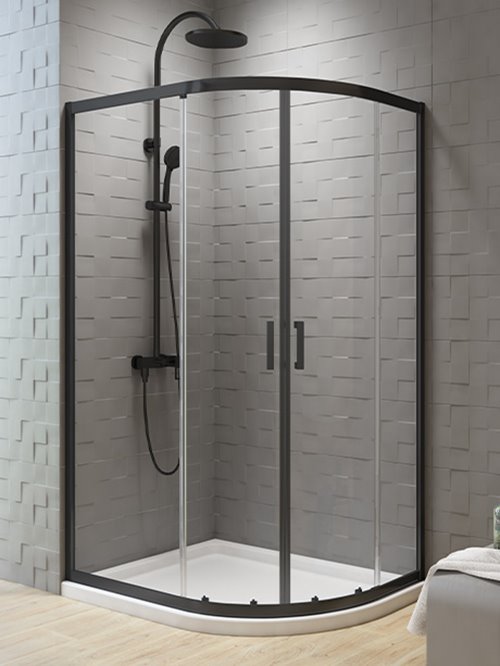 New Trendy Czarna kabina asymetryczna 100x80 cm K-5477 New Varia Black