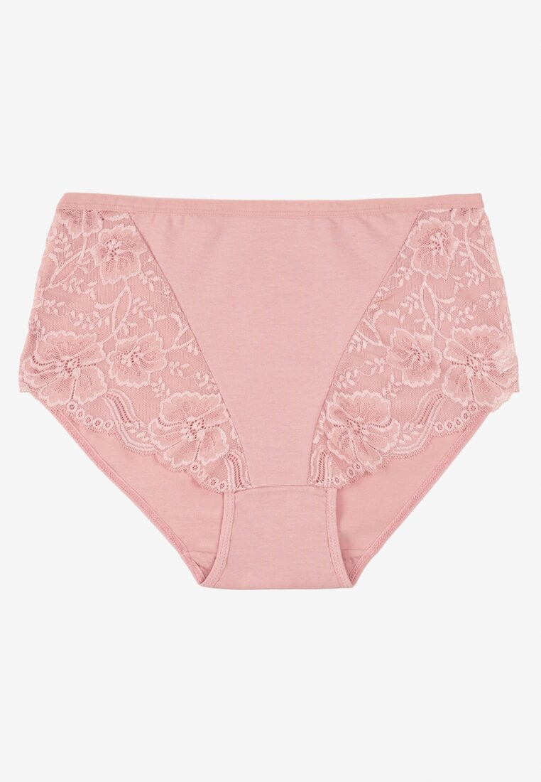Różowe Bawełniane Majtki Figi z Koronką Idiana