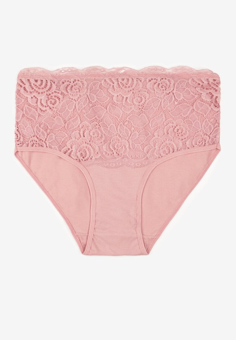 Różowe Bawełniane Majtki Figi z Koronkowymi Zdobieniami Idissa