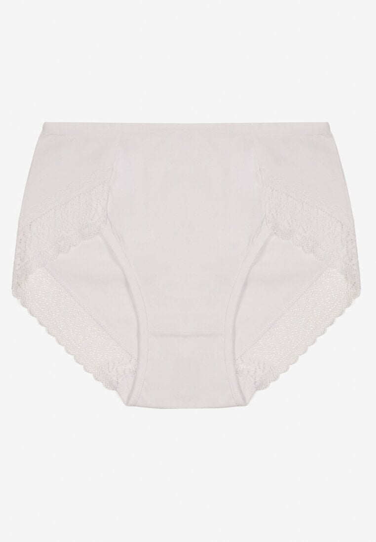Białe Majtki Figi z Bawełny z Koronkową Lamówką Idilea