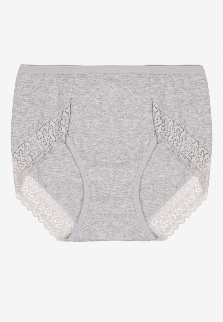 Szare Majtki Figi z Bawełny z Koronkową Lamówką Idilea