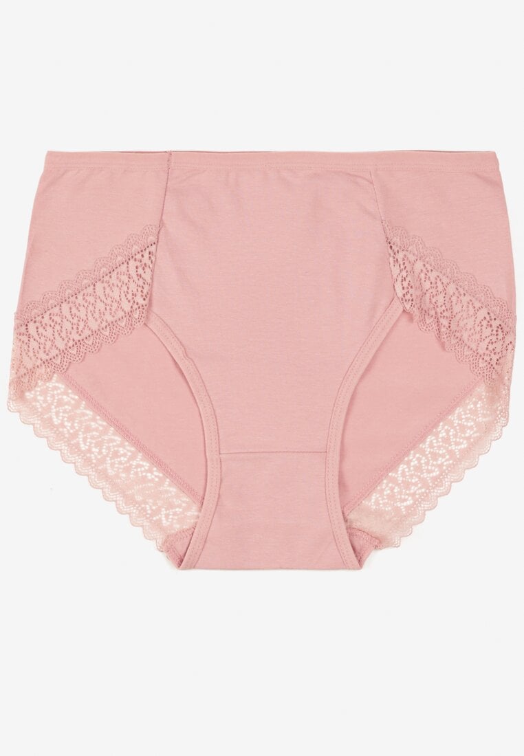 Różowe Majtki Figi z Bawełny z Koronkową Lamówką Idilea