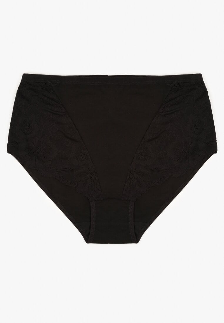 Czarne Bawełniane Majtki Figi z Koronką Idiana