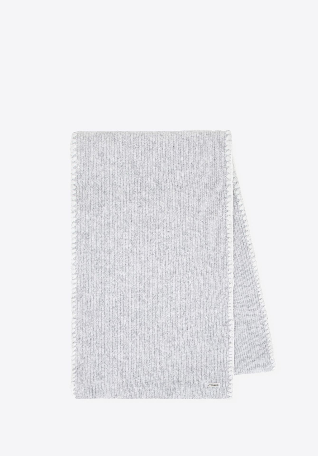 Szalik damski z dekoracyjnie obszytym brzegiem szary