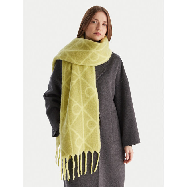 Szalik Calvin Klein Emblem Aop Brushed LV04D8072G Zielony