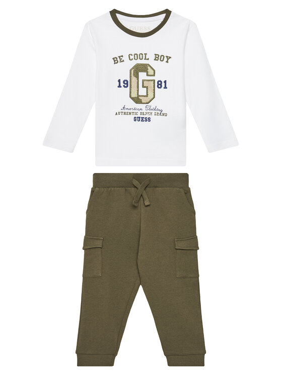 Guess Komplet bluzka i spodnie N5YG06 K8HM4 Biały Regular Fit