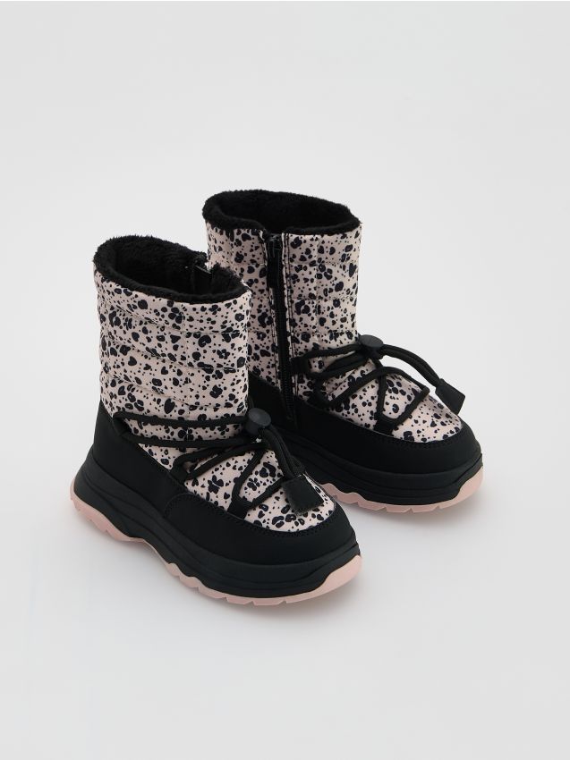 Reserved - Ocieplane śniegowce z wiązaniem - czarny