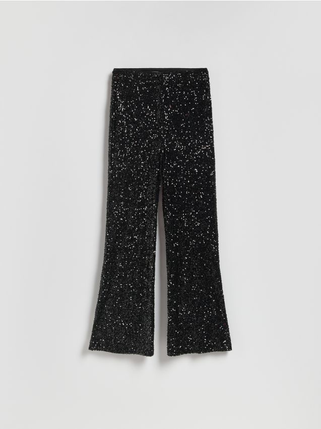 Reserved - Cekinowe spodnie - czarny