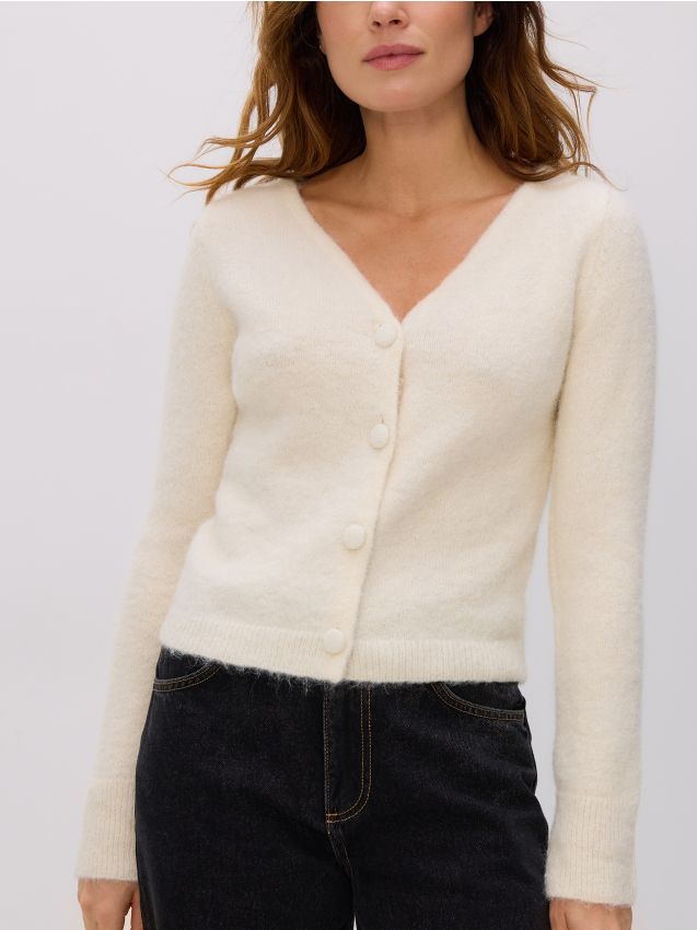 Reserved - Kardigan z alpaką - złamana biel