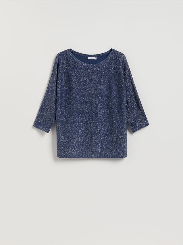 Reserved - Sweter z metalizowaną nitką - niebieski